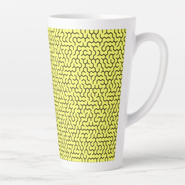 Caneca De Café Latte Yellow Hexagon Maze (Direita)