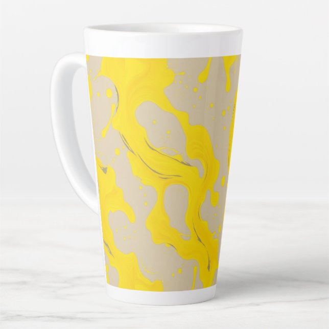 Caneca De Café Latte Yellow Organic Abstract (Ângulo esquerdo)