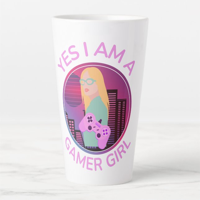 CANECA DE CAFÉ LATTE YES I AM A GAMER GIRL (Frente)