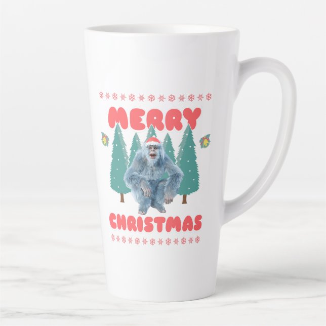 Caneca De Café Latte Yeti Engraçado - Feliz Natal (Direita)