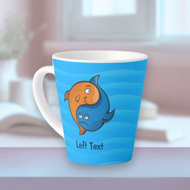 Caneca De Café Latte Yin Yang Fish Cartoon (Criador carregado)