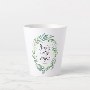 Caneca De Café Latte Yo estoy contigo siempre - versículo bíblia espanh