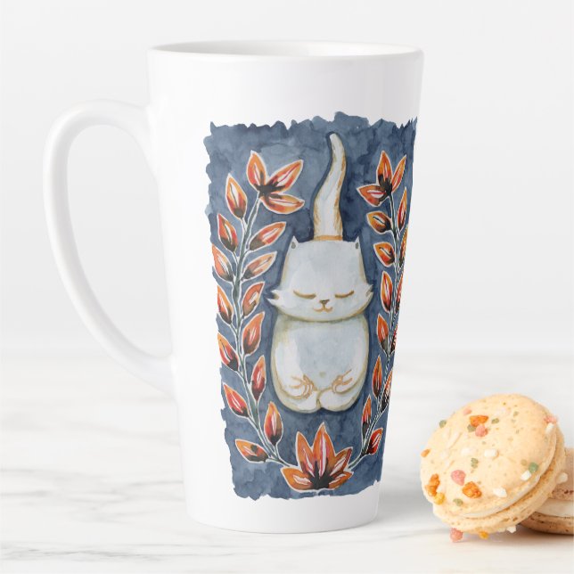 Caneca De Café Latte Yoga Cat Large Latte Mug (In Situ)