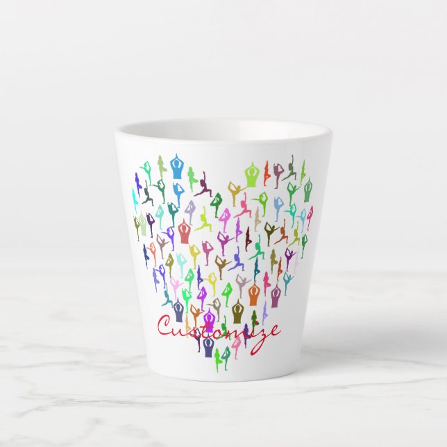 Caneca De Café Latte Yoga Poses Heart Thunder_Cove (Frente)