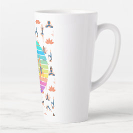 Caneca De Café Latte Yoga Retroativo no Fluxo Vibrante de Cores Harmoni
