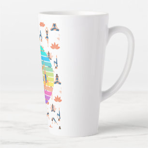 Caneca De Café Latte Yoga Retroativo no Fluxo Vibrante de Cores Harmoni