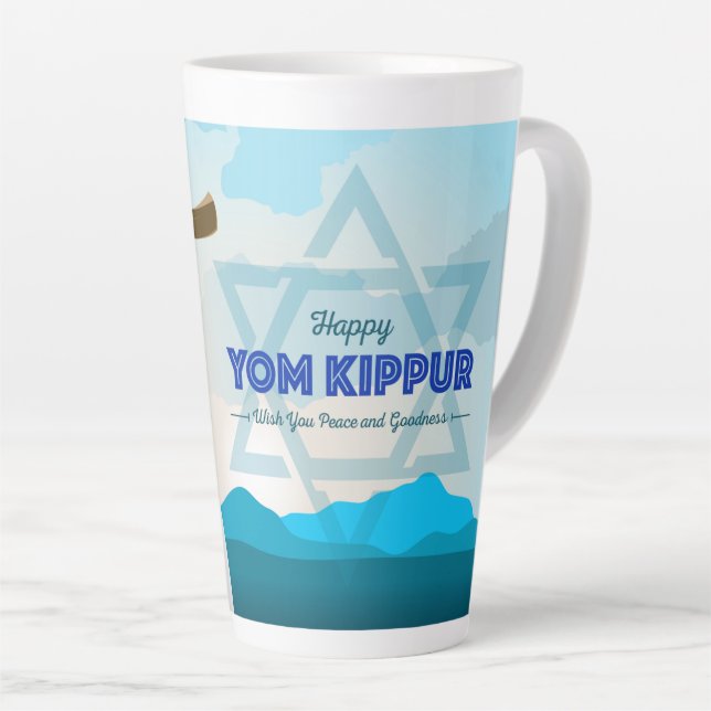 Caneca De Café Latte Yom Kippur Latte Mug (Ângulo direito)
