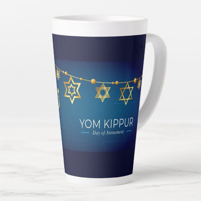Caneca De Café Latte Yom Kippur Latte Mug (Ângulo direito)