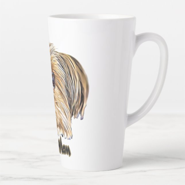 Caneca De Café Latte Yorkie Mãe Cute Yorkshire Terrier Yorkie face (Direita)