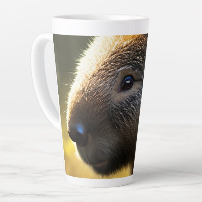Caneca De Café Latte Young Australian Wombat, Latte Coffee Mug (Ângulo esquerdo)