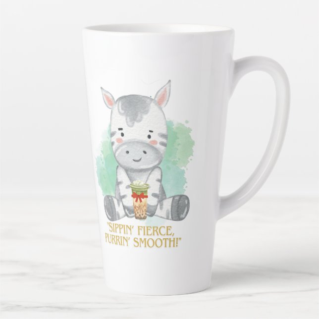 Caneca De Café Latte zebra aspas bebendo bobba (Direita)