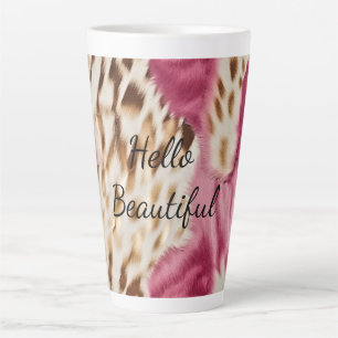 Caneca De Café Latte Zebra Dourada Rosa na moda