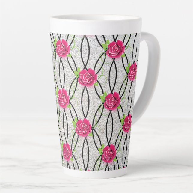 Caneca De Café Latte Zig Zag Pattern, flor (Ângulo direito)