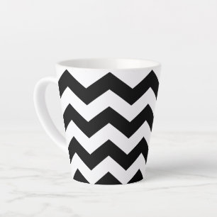 Caneca De Café Latte Zigzag Chevron Preto E Branco