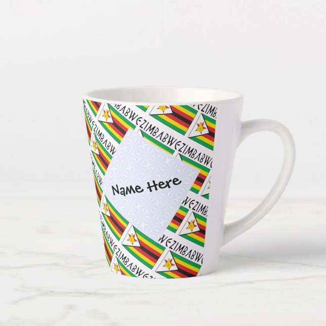 Caneca De Café Latte Zimbábue Bandeira do Zimbábue Enviada Personalizad (Direita)