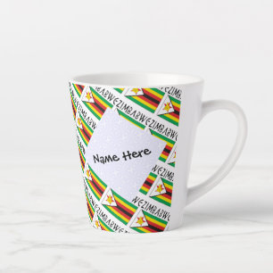 Caneca De Café Latte Zimbabwe Bandeira do Zimbábue Personalizada em Mos