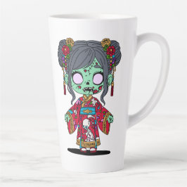 Caneca De Café Latte Zombie Chinês Bonito