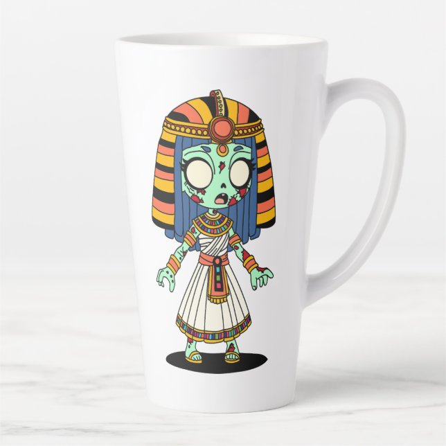 Caneca De Café Latte Zombie Egípcia Bonita (Direita)