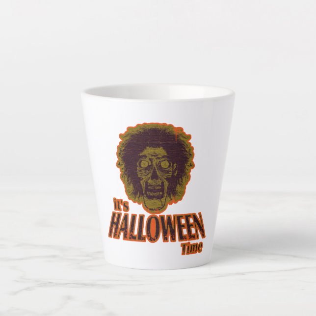 Caneca De Café Latte ZOMBIE HEAD É Halloween (Frente)