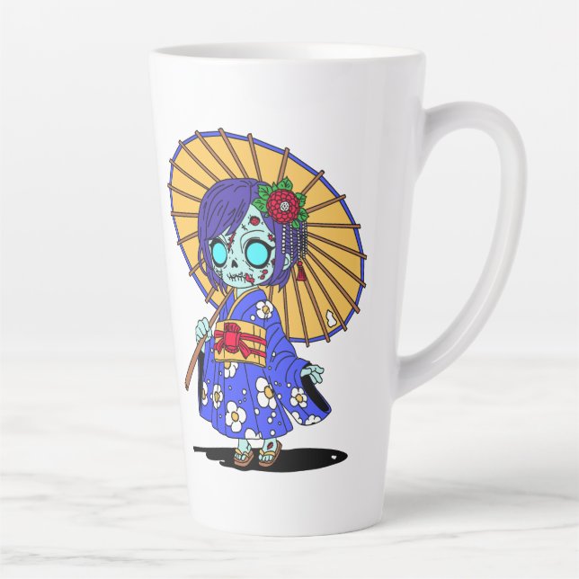 Caneca De Café Latte Zombie japonês giro (Direita)