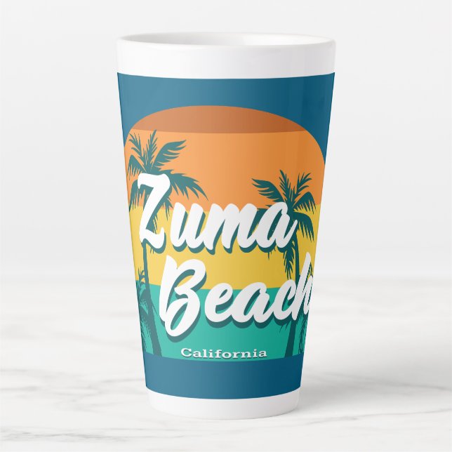 Caneca De Café Latte Zuma Beach California (Frente)