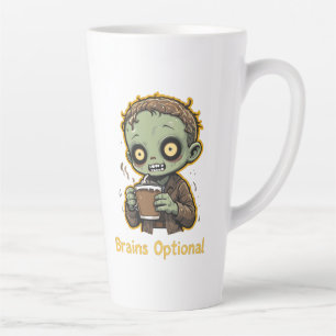 Caneca De Café Latte Zumbi de Café Engraçado e Fofo com Cérebro Opciona