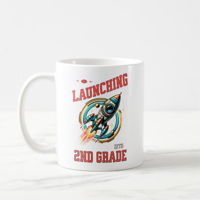 Caneca De Café Launching into 2nd Grade -Back to School  (Esquerda)