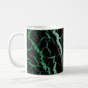 Caneca De Café Lava Espacial Rachada - Verde/Branco/Laranja