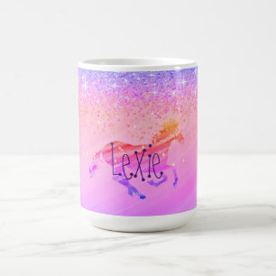 Caneca De Café Lavanda brilhante Unicórnio Rosa
