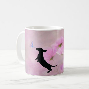 Caneca De Café Lavanda Dachshund Silhouette Mug