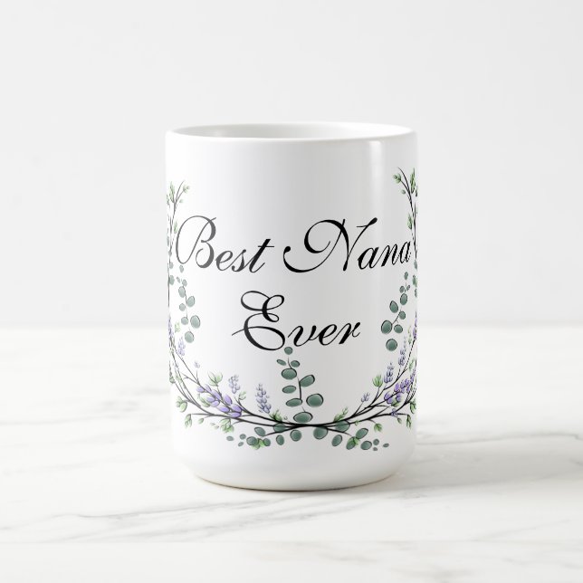 Caneca De Café Lavanda de aquarela Eucalyptus o melhor Nana de se (Centro)