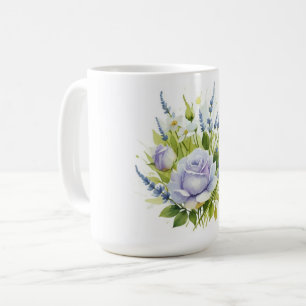 Caneca De Café Lavanda de aquarelas Flores selvagens