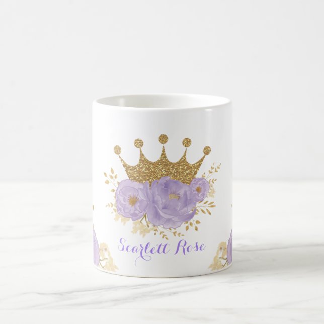 Caneca De Café Lavanda Dourada da Coroa Real Princesa (Centro)