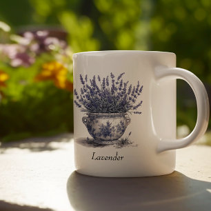 Caneca De Café Lavanda em Azul Delft, personalizável 