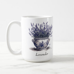 Caneca De Café Lavanda em Azul Delft, personalizável