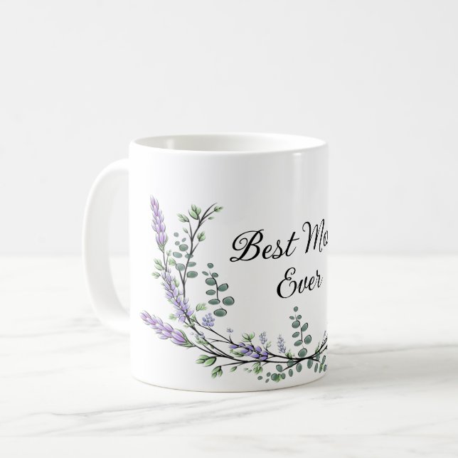 Caneca De Café Lavanda Eucalyptus, melhor mãe de sempre (Frente Esquerda)