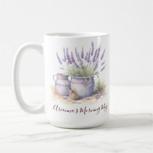 Caneca De Café Lavanda Floral Simples Campo Cottagecore