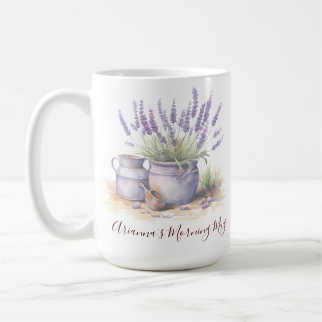 Caneca De Café Lavanda Floral Simples Casa de Campo (Esquerda)