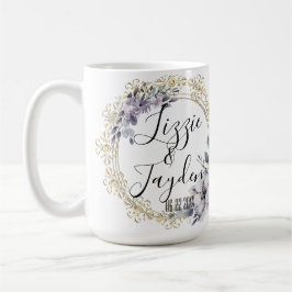 Caneca De Café Lavanda Floral Wreath Wedding Personalizado