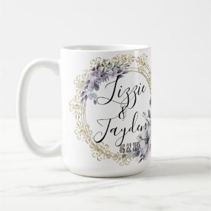 Caneca De Café Lavanda Floral Wreath Wedding Personalizado