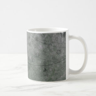 Caneca De Café Lavanda Flores e Borboletas Abstrato
