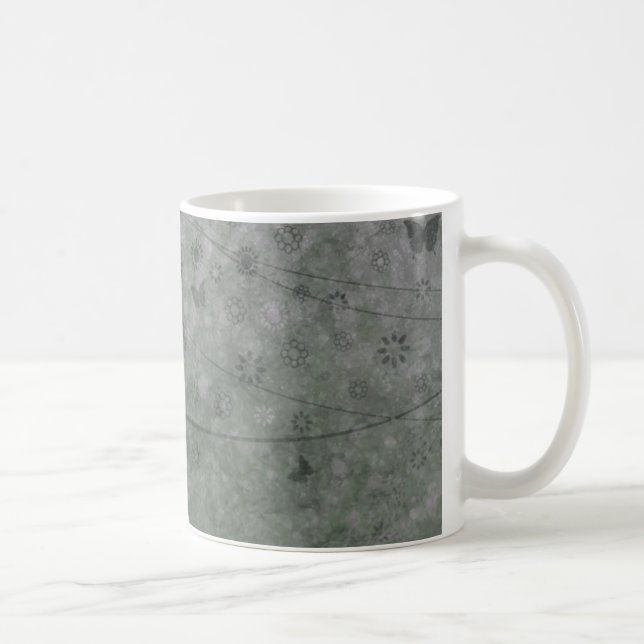 Caneca De Café Lavanda Flores e Borboletas Abstrato (Direita)