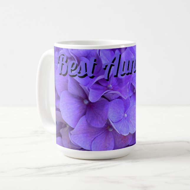 Caneca De Café Lavanda lilás púrpura Hidrangeas flores da melhor  (Frente Esquerda)