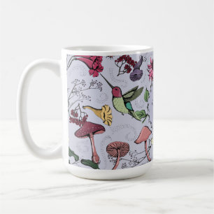 Caneca De Café Lavanda Monograma, Jardim do Hummingbird e Flores