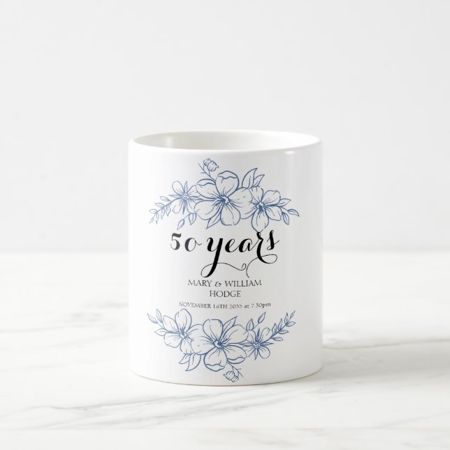 Caneca De Café Lavanda roxo floral 50º aniversário de casamento (Centro)