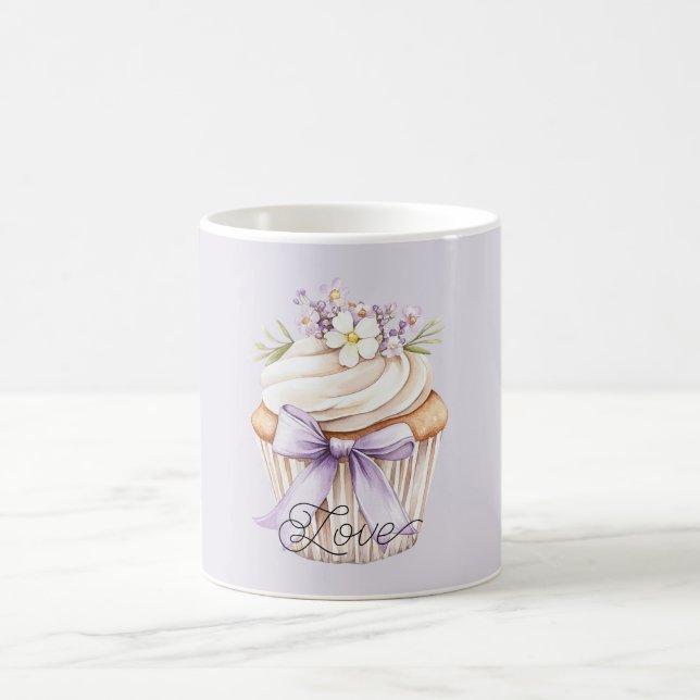 Caneca De Café Lavender Bow Wildflower Love Cupcake (Centro)