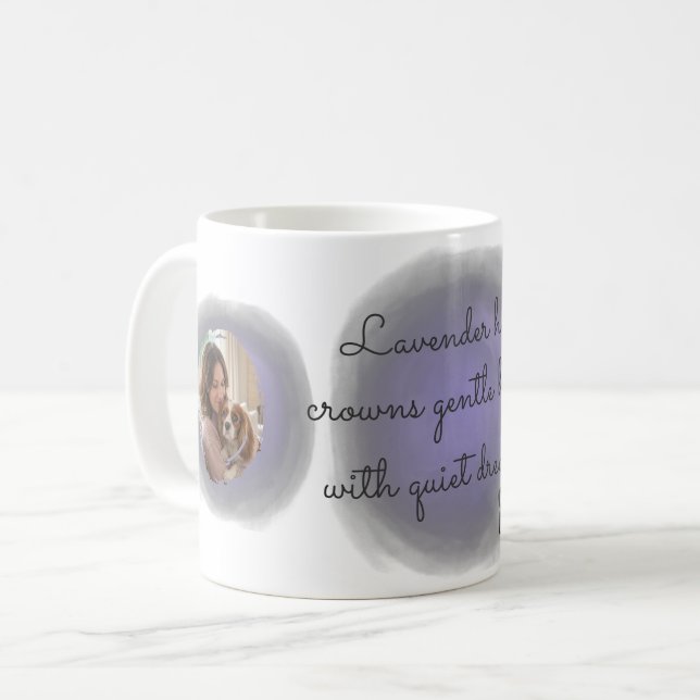 Caneca De Café Lavender Cavalier King Charles Spaniel Custom Name (Frente Esquerda)