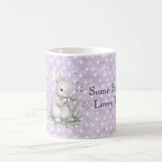 Caneca De Café Lavender White Polka Dots Bunny Rabbit Love (Centro)