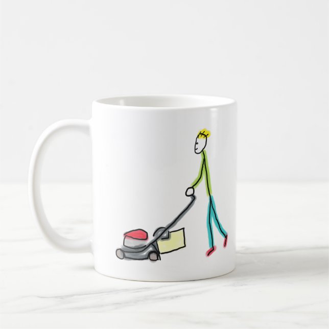 Caneca De Café Lawn Mowing Stickman (Esquerda)