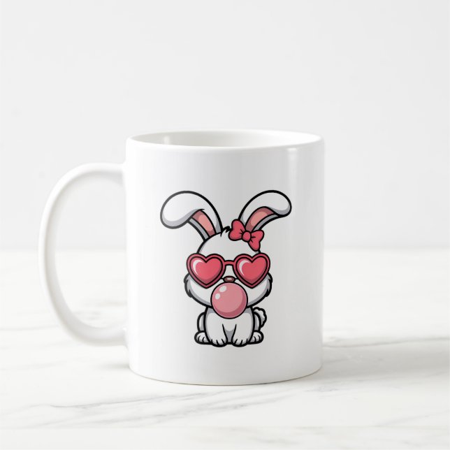 Caneca De Café layful Kawaii Rabbit with Bubblegum Bubble (Esquerda)